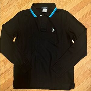 Psycho Bunny long sleeve tipped cotton polo. Mens XS.